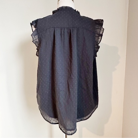 Loft Grey Swiss Clip Dot Blouse Top Flutter Butterfly Sleeves, size Medium - Picture 4 of 16